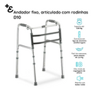 Andador 3 em 1 de Alumínio Fixo Móvel e Articulado D10 Dellamed