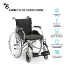 Cadeira de Rodas Dobrável em Alumínio até 120 Kg D600