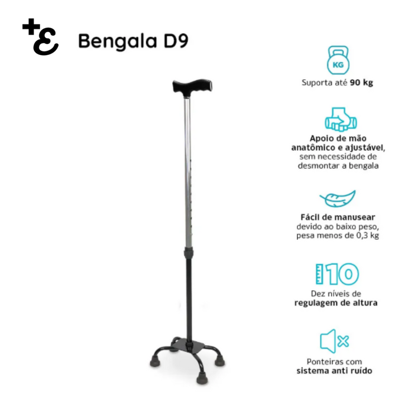 Bengala 4 Pontas Com Altura Regulável D9
