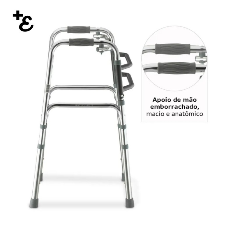 Andador 3 em 1 de Alumínio Fixo Móvel e Articulado D10 Dellamed