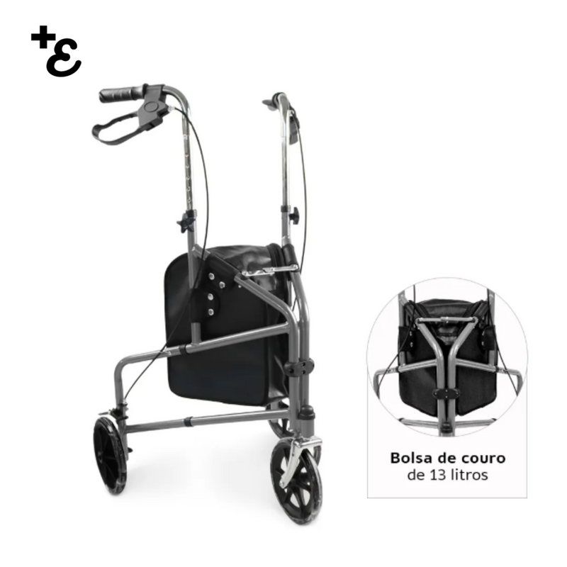 Andador 3 Rodas Dobrável Aço D11 Dellamed