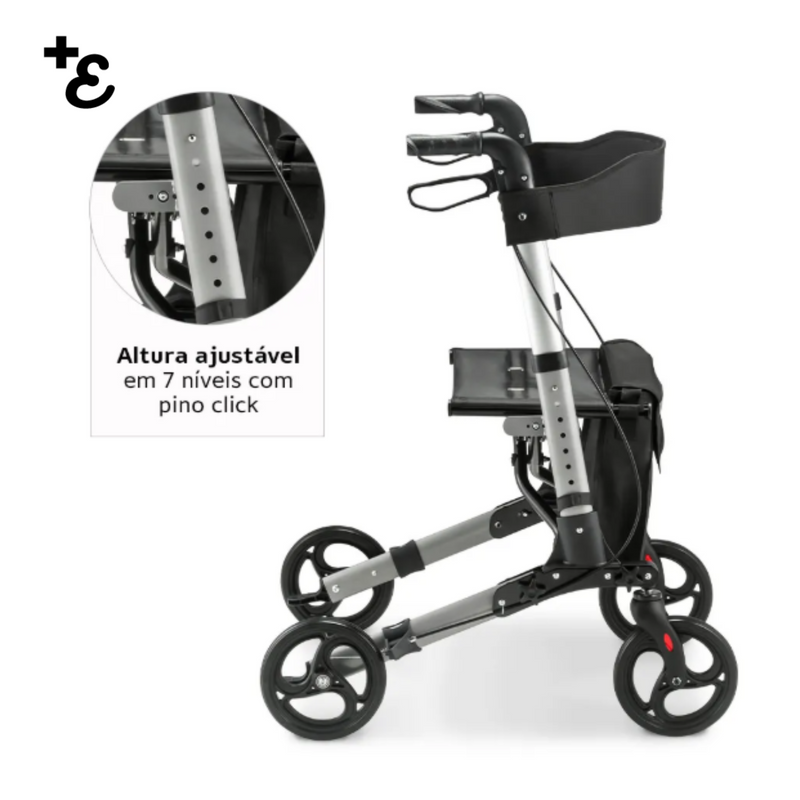 Andador 4 Rodas Compacto Dellamed D14